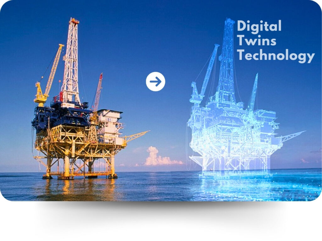 Digital twins technology creating virtual replicas to enhance efficiency and decision-making.