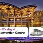 Jio World Convention Centre - Front view of the expansive and modern convention center, showcasing its sleek architecture and well-lit entrance.