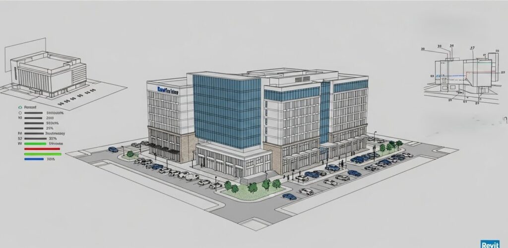 Large scale Revit BIM model optimized for faster navigation and improved modeling performance