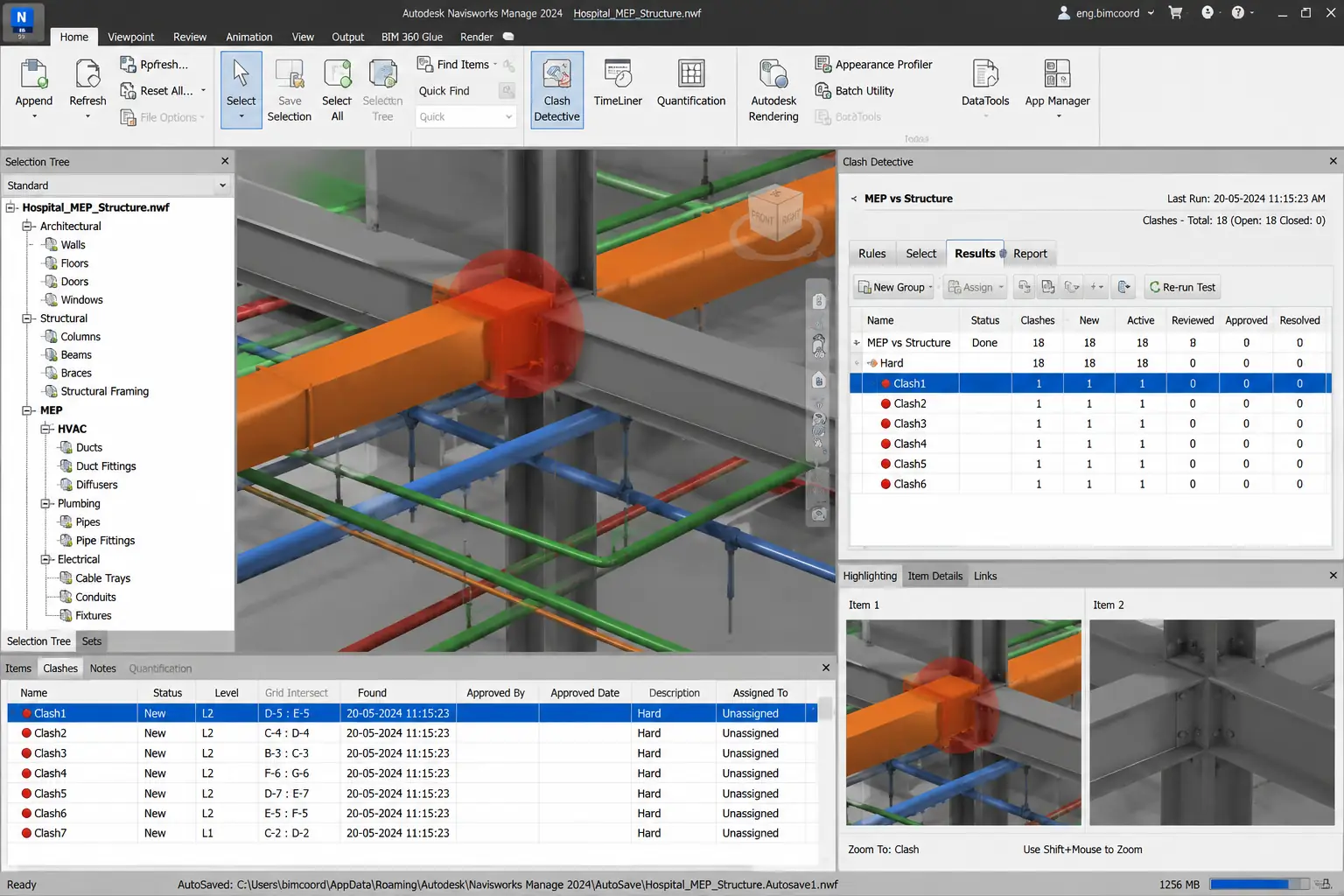 Navisworks Clash Detection View 2