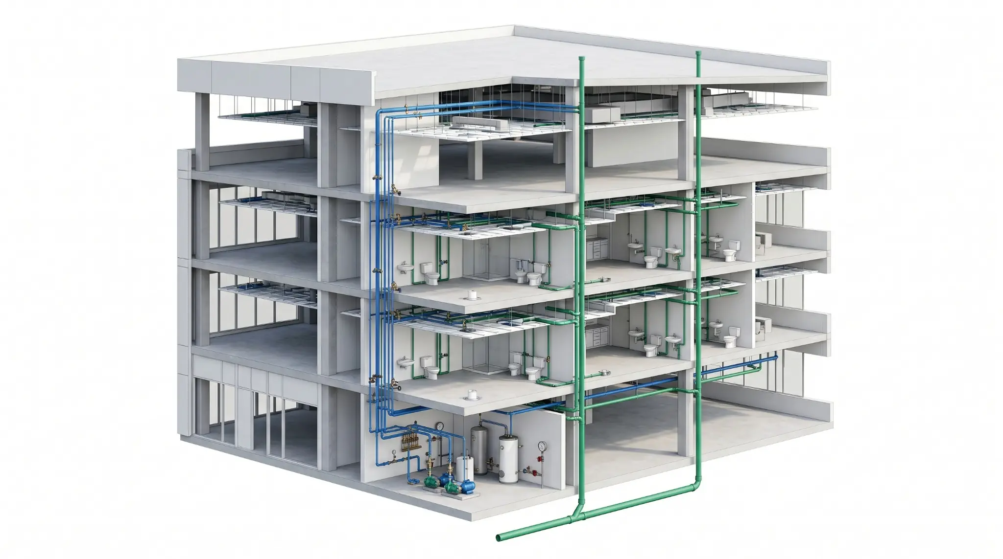 Plumbing BIM Modeling — pipe routing coordination