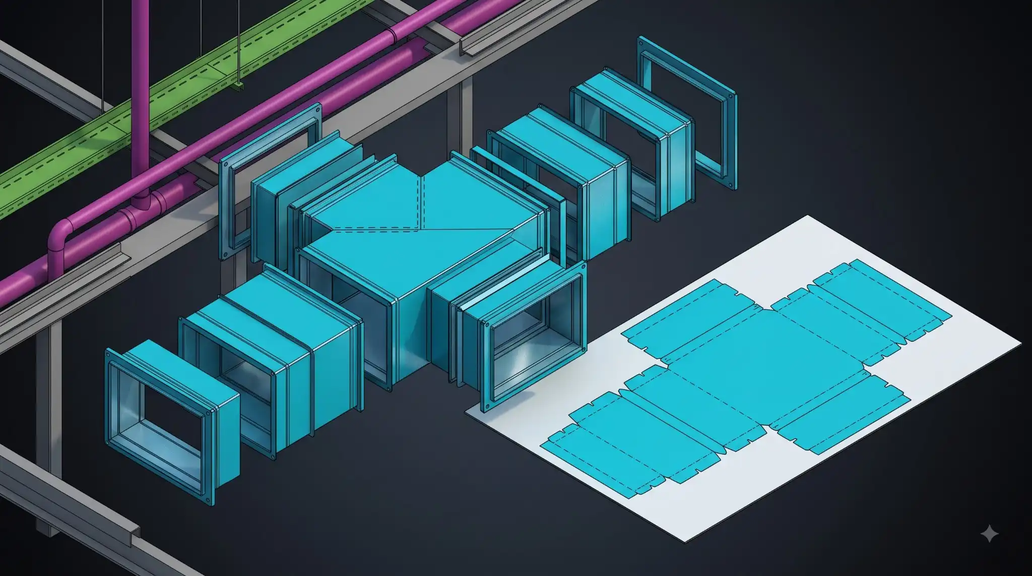 Sheet metal and duct fabrication drawings