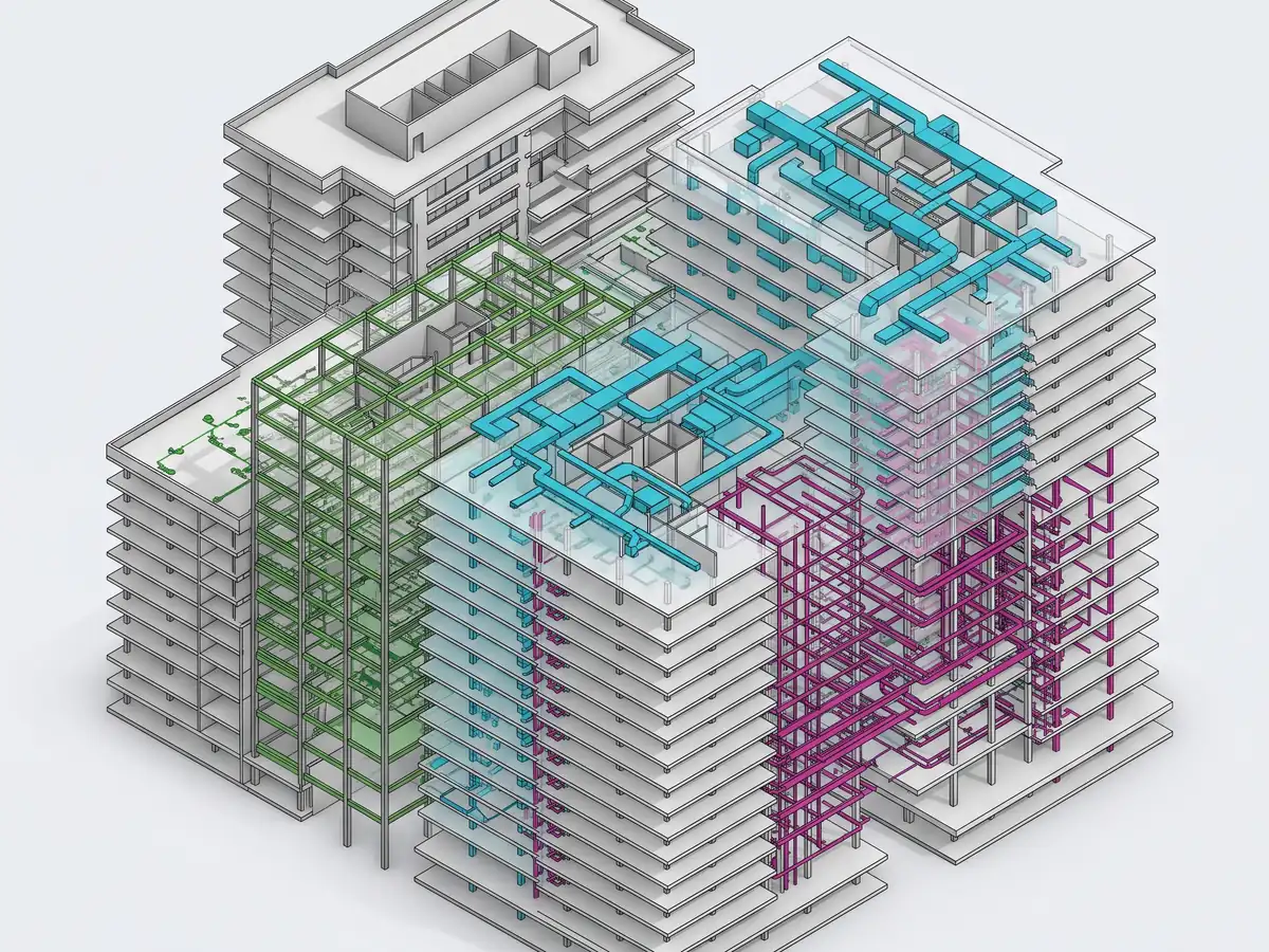 Multiple federated BIM models overlapping